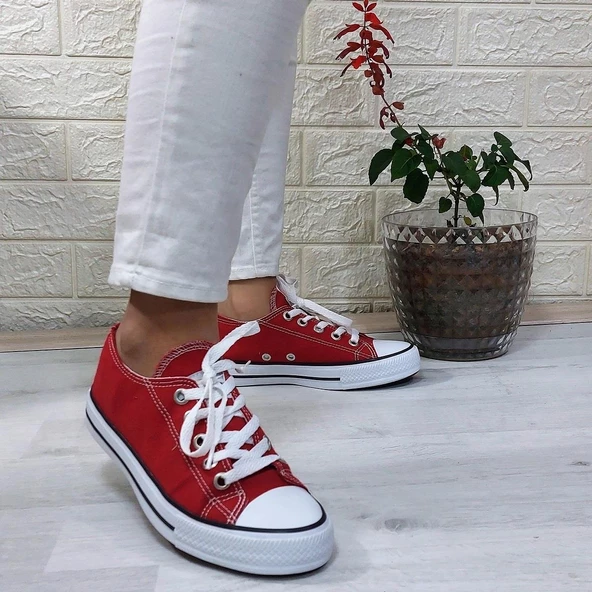 Fiyra 554 Kırmızı Kısa Unisex Sneaker Keten Spor Ayakkabı - 4