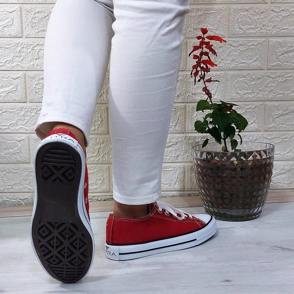 Fiyra 554 Kırmızı Kısa Unisex Sneaker Keten Spor Ayakkabı - 6