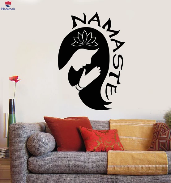 Oturma Odası, Yatak Odası Duvar Sticker Yoga Kız Namaste Lotus Çiçeği Meditasyon Odası Çıkartmalar Benzersiz Hediyelik ürün görseli