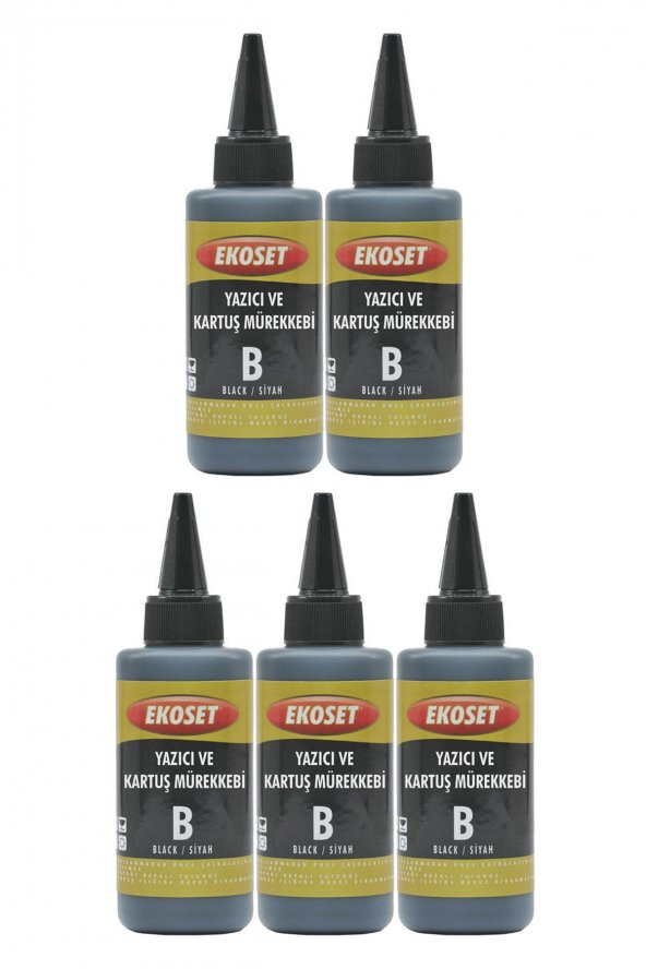 Ekoset Epson L386 Uyumlu Siyah Muadil Mürekkep 100ml 5li set - 2