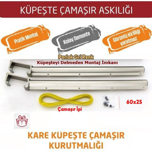 ALÜMİNYUM KARE ÇAMAŞIRLIK ELOKSAL 60*25 - 3
