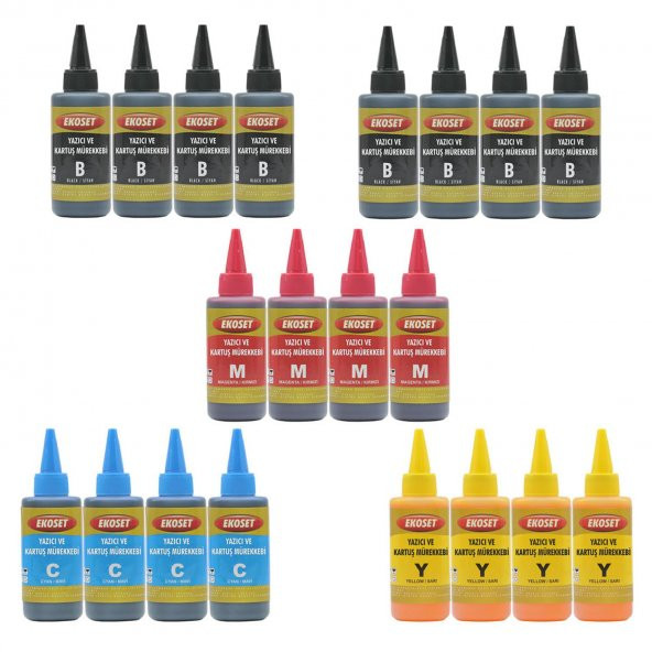 Ekoset Canon G1400 G1410 G1411 uyumlu Renkli ve siyah Mürekkep 100ml 20liset