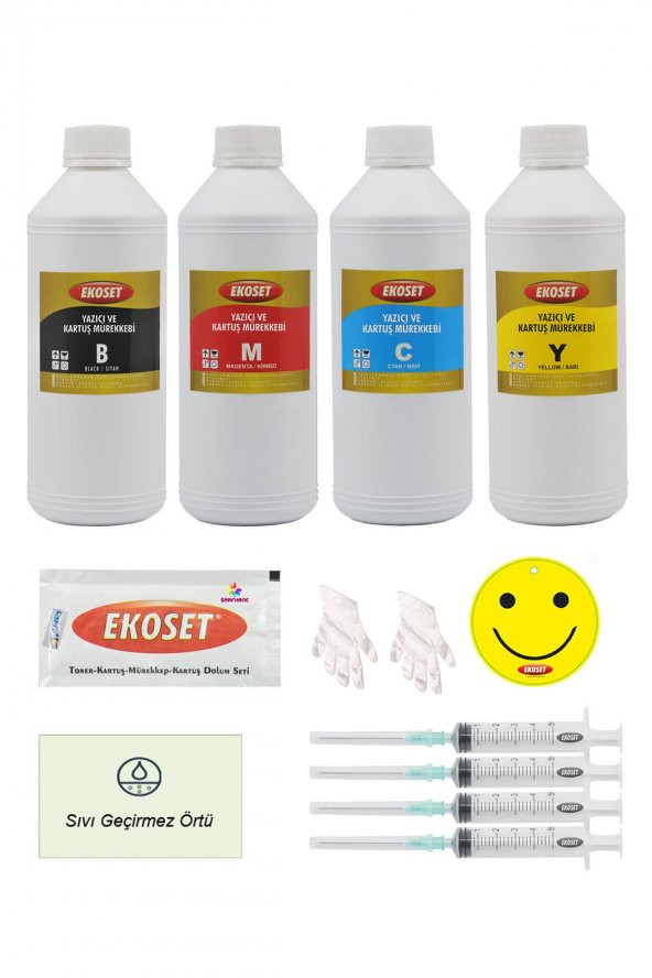 Ekoset hp Smart Tank 530 uyumlu mürekkep 4 renk 1 Litre - 2