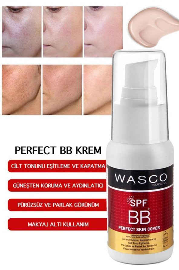 Wasco Cosmetic Spf 30+ Ton Eşitleyici, Besleyici, Canlandırıcı, Koruyucu ve Kapatıcı BB Krem (Panthenol)
