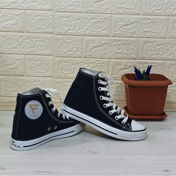 Fiyra 555 Siyah-Beyaz Uzun Unisex Sneaker Keten Spor Ayakkabı - 8