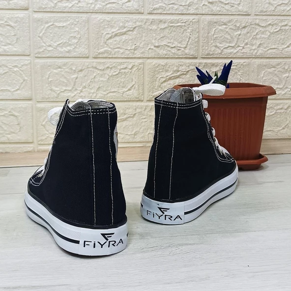 Fiyra 555 Siyah-Beyaz Uzun Unisex Sneaker Keten Spor Ayakkabı - 10