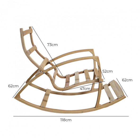 Mobildeco Vezir Erciyes Ahşap Çift Minderli Cepli Sallanan Sandalye Bordo/Krem - 7