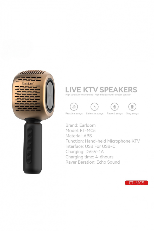 MC5 Bluetooth Bağlantılı HD Ses Çıkışlı Fuchsia Karaoke Mikrofon - 2