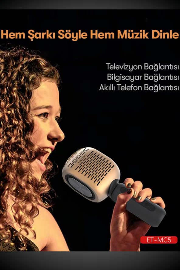 MC5 Bluetooth Bağlantılı HD Ses Çıkışlı Fuchsia Karaoke Mikrofon - 6