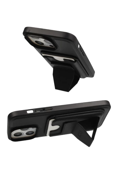 iPhone 14 Pro Kılıf HD Deri Luxury Fuchsia Magnet Kartvizitli Kapak - Resim 6