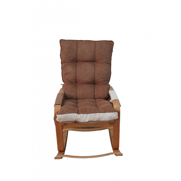 Mobildeco Şehzade Ahşap Sallanan Sandalye Ve Dinlenme Koltuğu Çift Renk (Kahve/Krem) doğal - 5