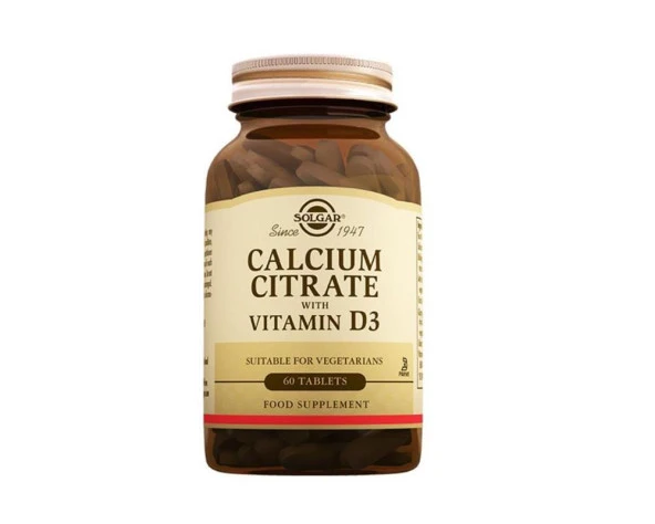 Solgar Calcium Citrate Vitamin D3 60 Tablet (Kalsiyum Sitrat) -SKT:02/2027