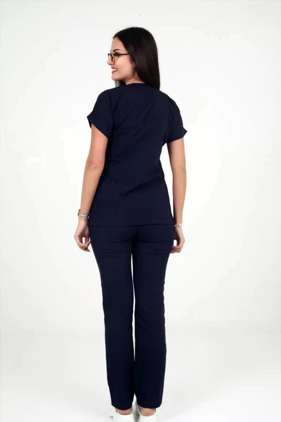 Deniz İş Kadın Terycotton Yarasakol Lacivert Renk Scrubs Takım - 5