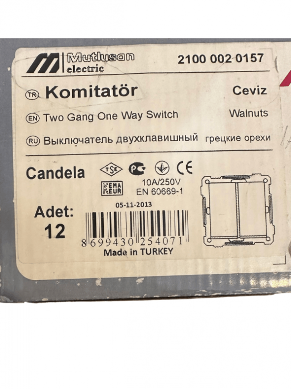 Mutlusan Komütatör Ceviz Sıva Altı 21000020157 (Çerçevesiz) (2 Adet) - 3