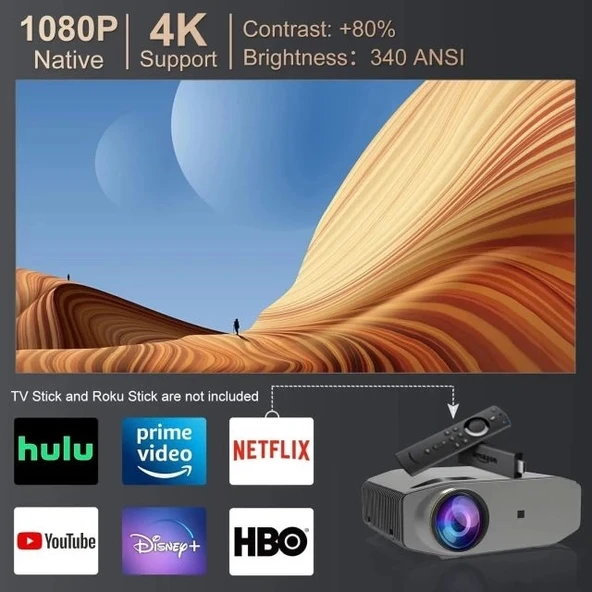 Artlii Energon2 Dış Mekan Bluetooth Projektörü - 4K Destekler - 5G Wifi - 5