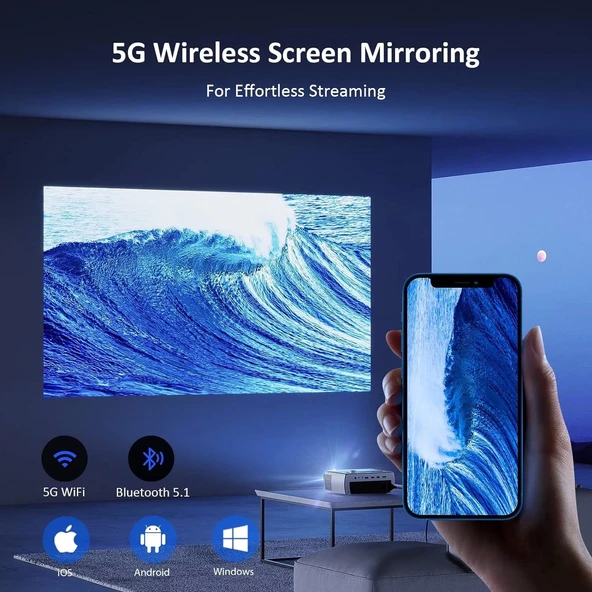 NexiGo PJ10 - 300 ANSI, 1080P WiFi Bluetooth Film Projektör - 2