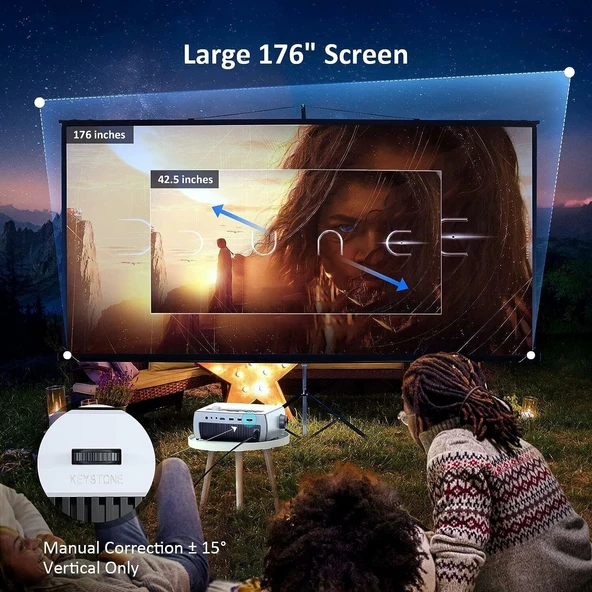 NexiGo PJ10 - 300 ANSI, 1080P WiFi Bluetooth Film Projektör - 3