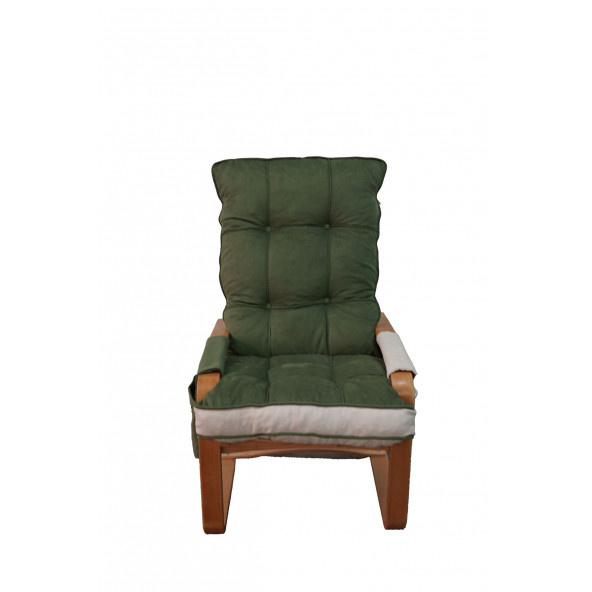 Mobildeco Şehzade Ahşap Cepli Yaylanır Dinlenme Koltuğu Çift Renktir Yeşil/Krem - 5