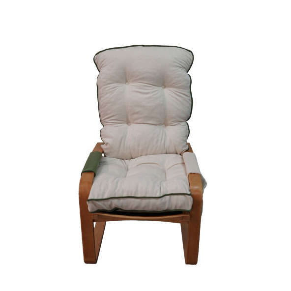 Mobildeco Şehzade Ahşap Cepli Yaylanır Dinlenme Koltuğu Çift Renktir Yeşil/Krem - 6