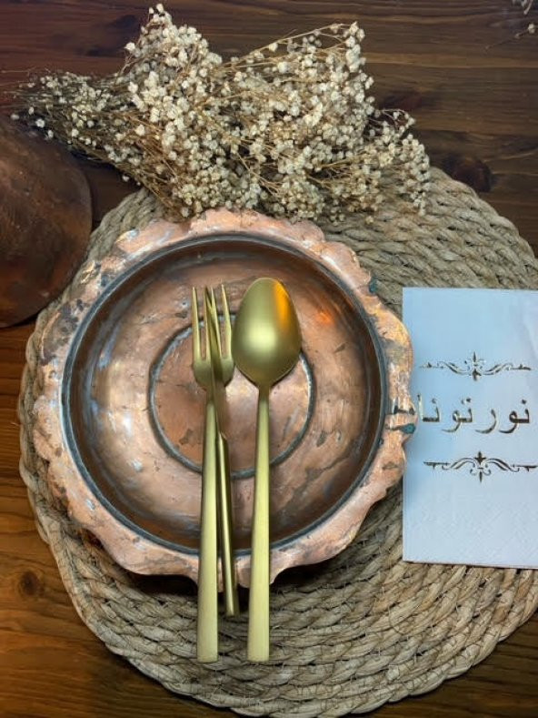 Gold Yaldızlı Beyaz Arapça Onurlandırdınız Garson Katlama Peçete 16 lı ürün görseli 1