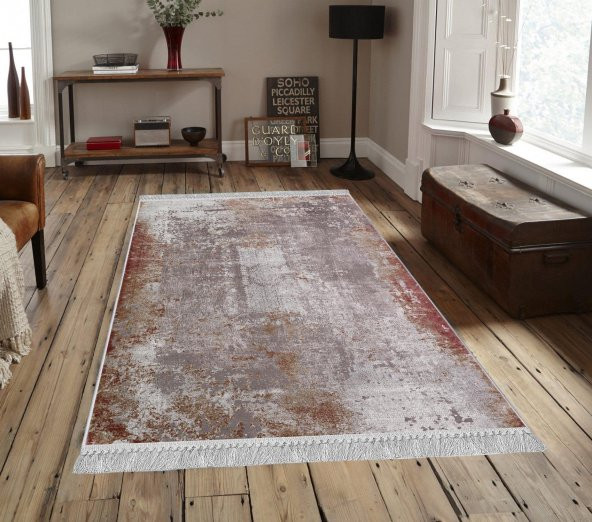 Artızon Halı ART-012 Beyaz Taban Dekoratif Kilim Ince Yıkanabilir Süngerli Dot Taban Salon Halısı