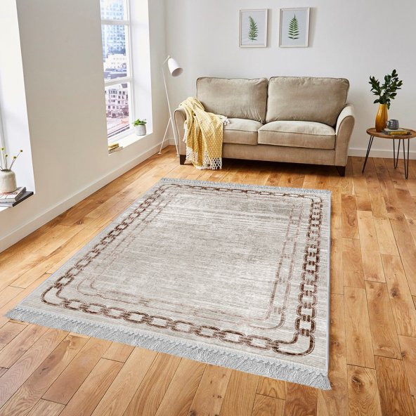 Artızon Halı ART-003 Beyaz Taban Dekoratif Kilim Ince Yıkanabilir Süngerli Dot Taban Salon Halısı