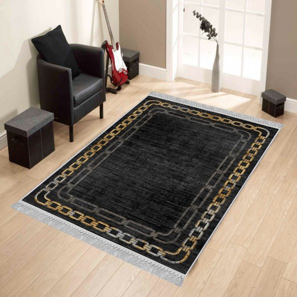 Artızon Halı ART-002 Beyaz Taban Dekoratif Kilim Ince Yıkanabilir Süngerli Dot Taban Salon Halısı