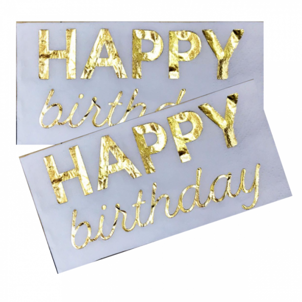 Gold Yaldızlı Happy Birtday Garson Katlama Peçete ürün görseli 1