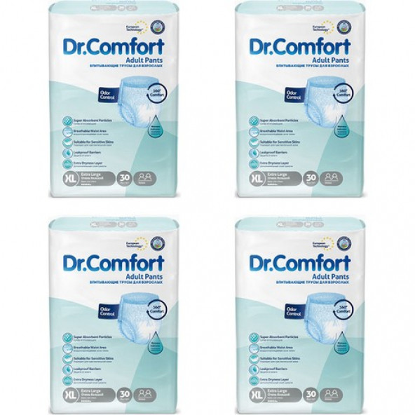 Dr.Comfort Yetişkin Emici Külot Ekstra Büyük Boy XL 4 x 30'lu 120 Adet