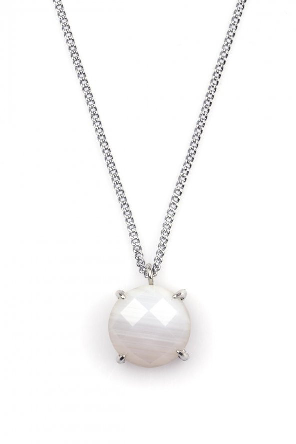 Akik Doğal Taş Gümüş Renkli Kolye ürün görseli