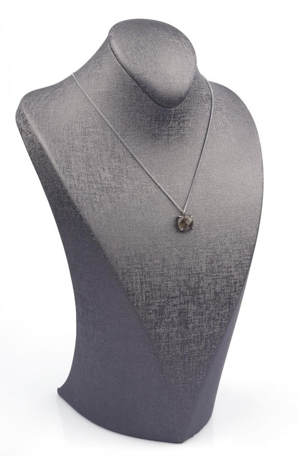 Labradorit Doğal Taş Gümüş Renkli Kolye - Resim 2