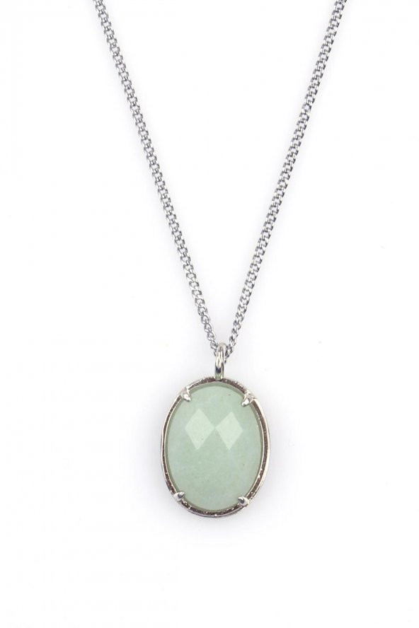 Aventurin Doğal Taş Gümüş Renkli Kolye ürün görseli