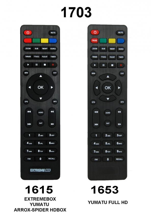 KUMANDA 1615-1703-1653  KR0999 YUM101-EXTREMEBOX,YUMATU,SKYTECH