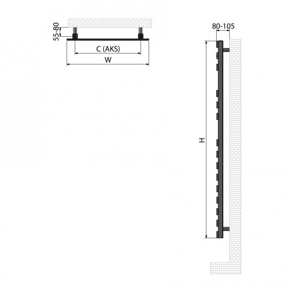 1000x500mm Troya Paslanmaz Çelik Fırça Mat İnox Havlupan - 2