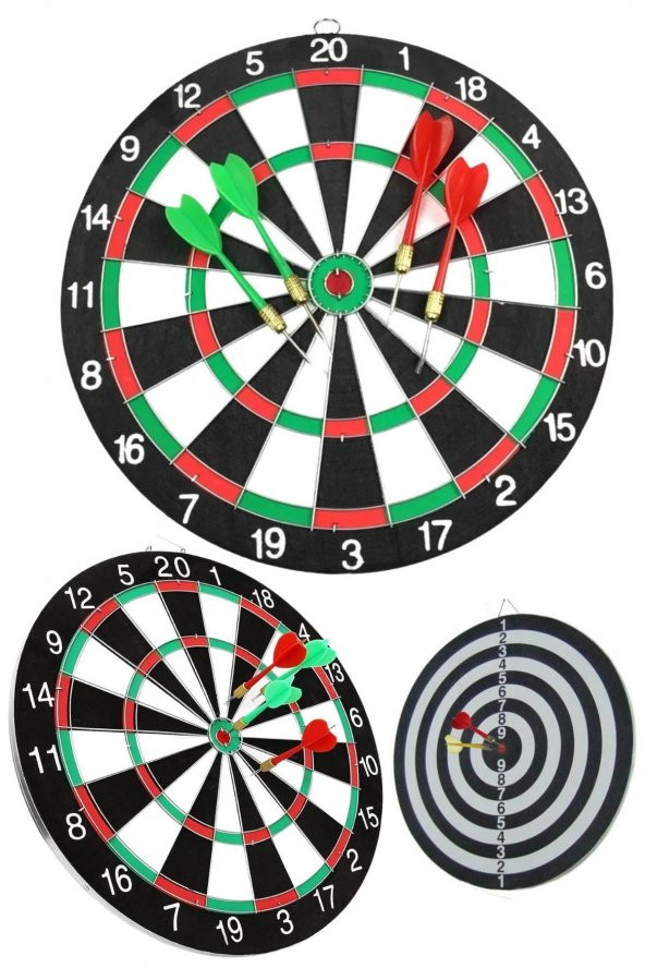 Çift Taraflı Dart Tahtası ve 4 Adet Metal Uçlu Ok 30cm Bullseye - 5