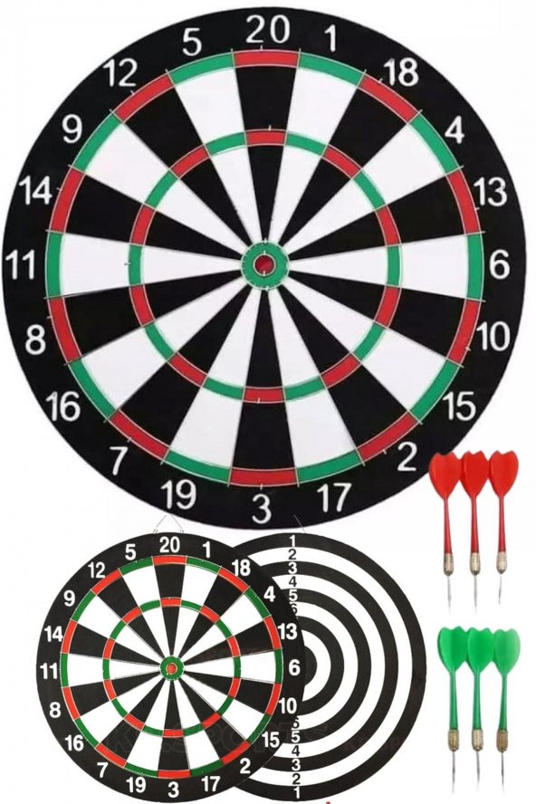 Çift Taraflı Dart Tahtası ve 6 Adet Metal Uçlu Ok 35cm Bullseye - 6