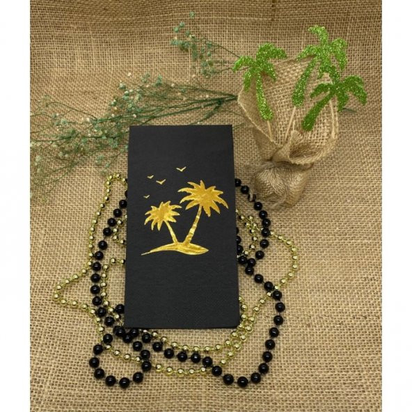 Gold Yaldızlı Siyah Palmiye Ağacı Peçete ürün görseli 1