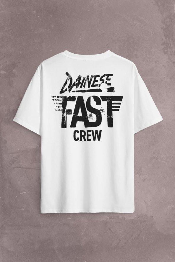 Dainese Fast Crew Motosiklet Motorcycle Sırt Ön Baskılı Oversize Tişört Unisex T-Shirt - 2