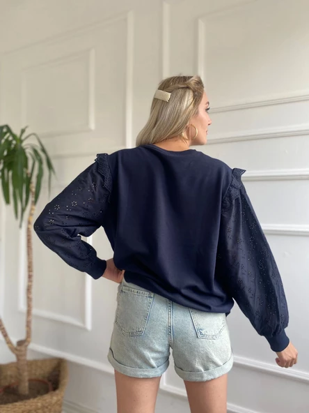 Kadın Fisto Detaylı Sweat Lacivert - 4