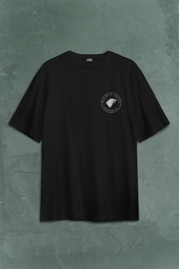 Game Of Thrones Logo Sırt Ön Baskılı Oversize Tişört Unisex T-Shirt