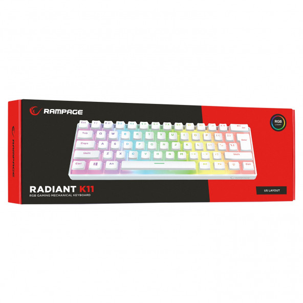 Radiant K11 Mekanik Klavye Type-C Bağlantı RGB Puding Tuş Blue Switch US Gaming Oyuncu Klavye - 3