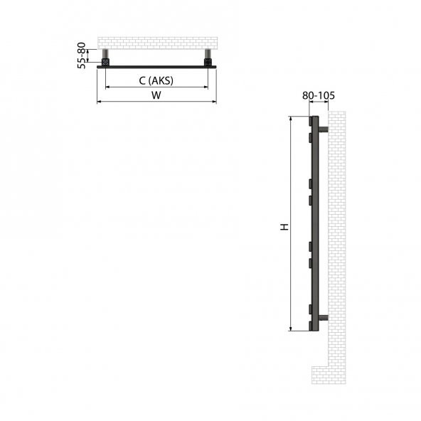 900x500mm Zenith Paslanmaz Çelik Frost Simli Beyaz Havlupan - 2