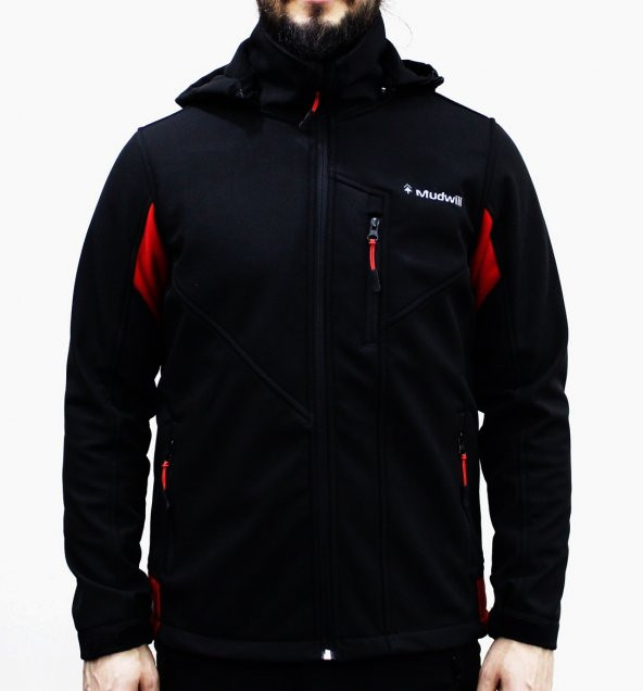 Erkek Kırmızı-Siyah Outdoor Softshell Mont - 2