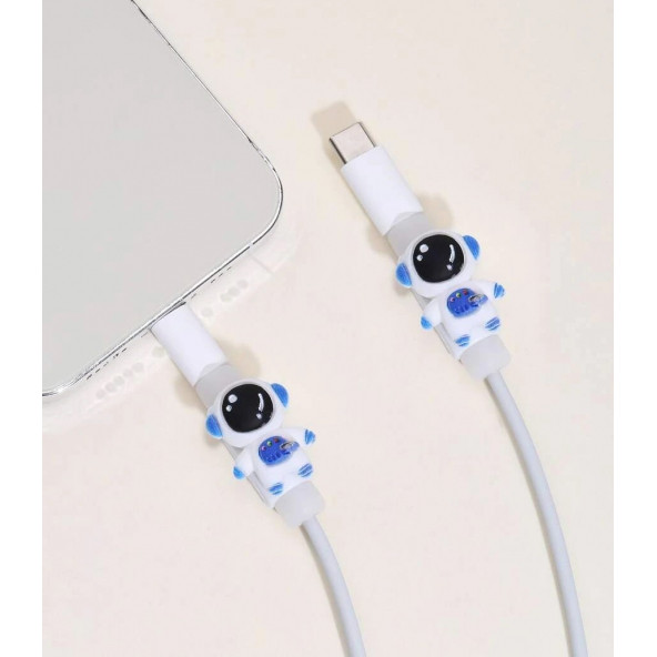 Beyaz Mavi 2'li Astranot Kablo Koruyucu - Resim 3