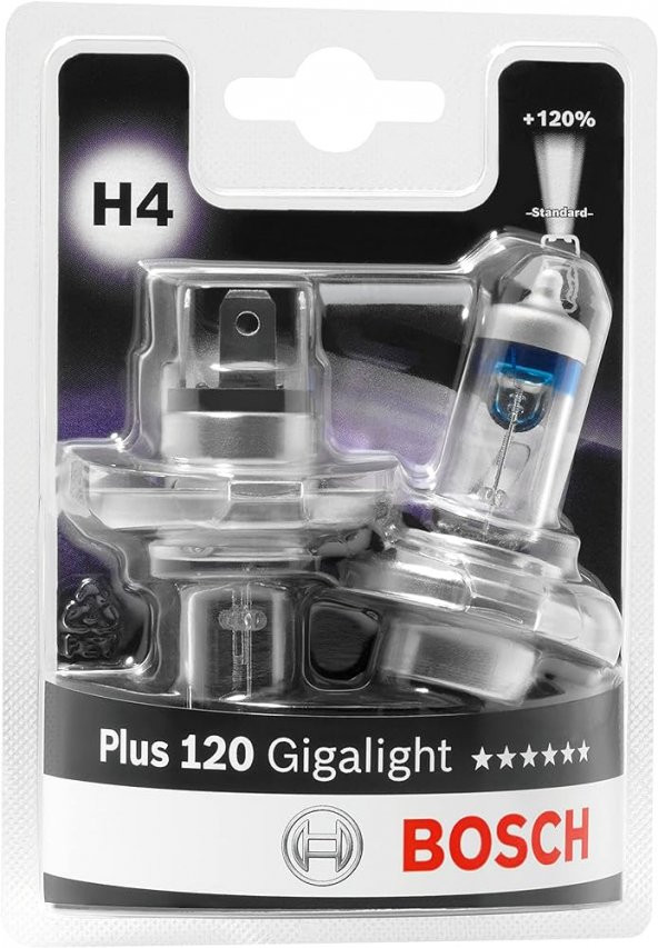 BOSCH 12V H4 AMPUL  1 TAKIM GİGALİGHT PLUS 120 YK 1987301425 (2 ADET AMPUL)