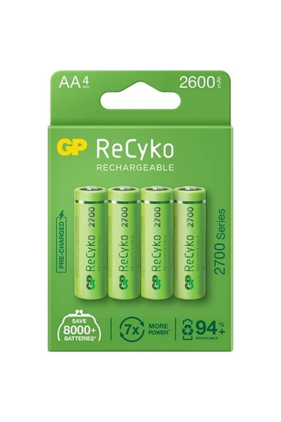 GP 4'lü ReCyko 2700 Serisi Ni-Mh Şarj Edilebilir AA Kalem Pil (GP270AAHCEMTR-2GBE4)