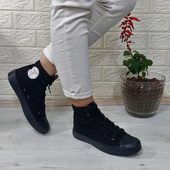 Fiyra 555 Siyah-Siyah Uzun Unisex Sneaker Keten Spor Ayakkabı - 4