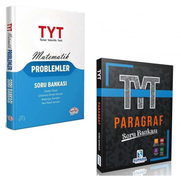 2024 Editör Yayınları TYT Matematik Problem ve Supara Yayınları TYT Paragraf Soru Bankası Seti