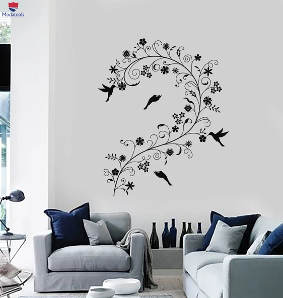 Duvar Sticker Şube Çiçekler Kuşlar Odası Dekorasyon Sanat Oturma Odası, Yatak Odası Çıkartmalar Benzersiz Hediyelik - 1
