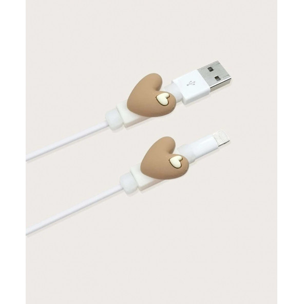 Kahve Kalp Kablo Koruyucu - 3